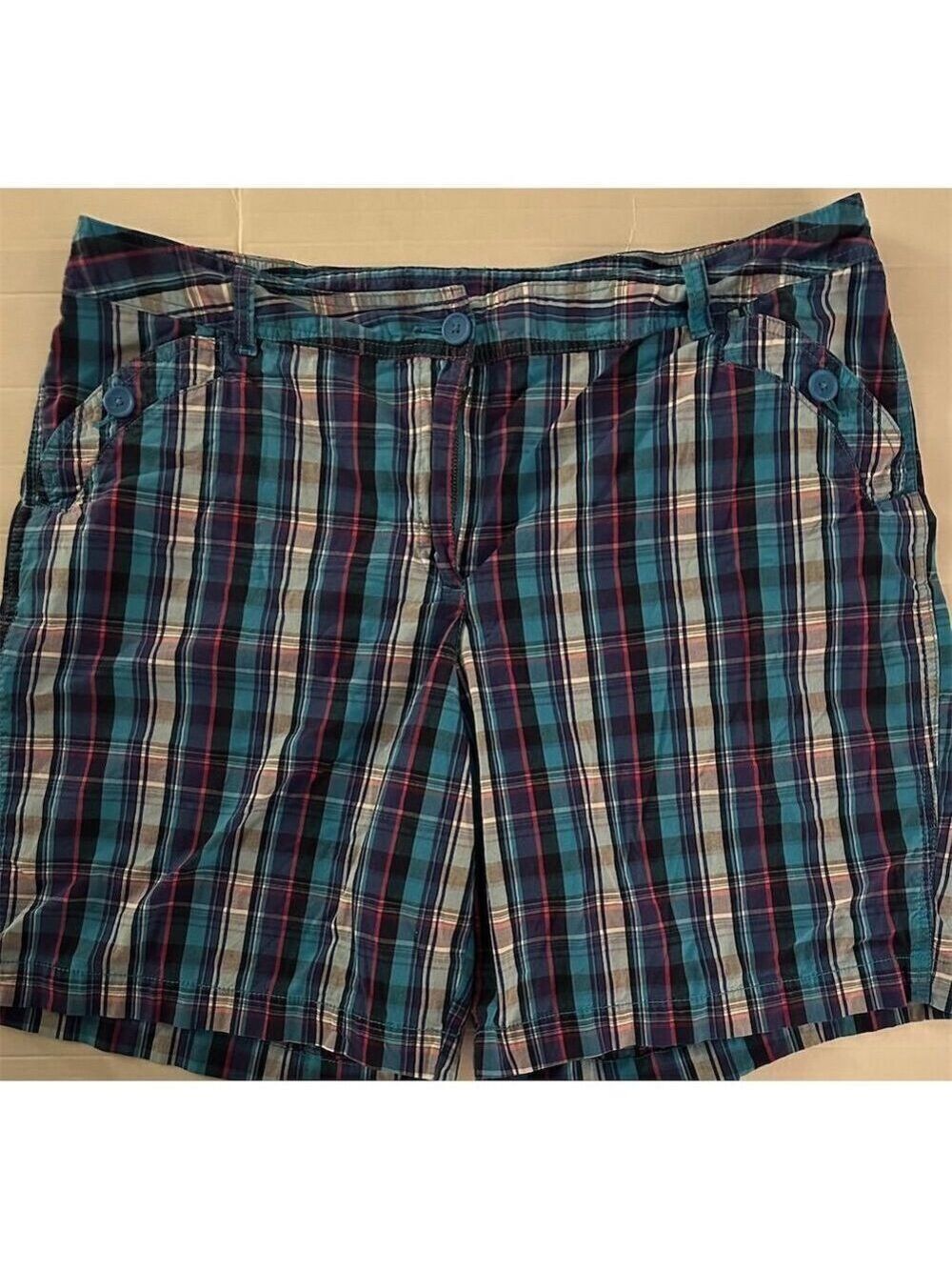 Just My Size Women's Plus Plaid Chino Shorts Multicolor Size 20W